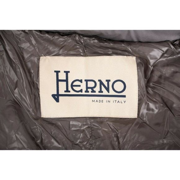 Herno Womens Down Coat Jacket Sz 48 US 12 Carrie Over Gray Faux Fur Trim Hooded - Picture 7 of 8